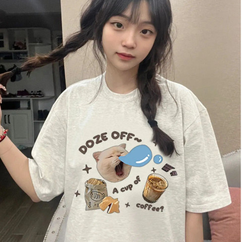 Cotton Rib Collar Back Wrap Collar Dropped Shoulders New T-shirt Versatile Women's Clothing