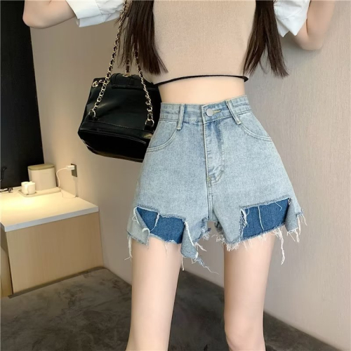 Shorts new spring and summer Japanese line ins lazy simple all-match female jeans trend literary natural waist temperament