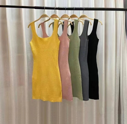 Real price Korean all-match sexy slim-fit sweater sleeveless dress for women