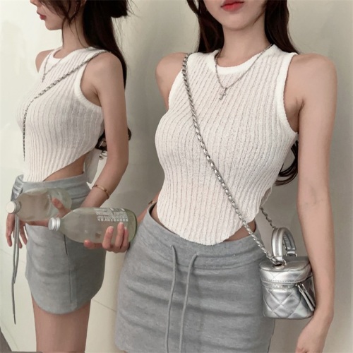 Real price real price summer round neck strapless self-cultivation sweet gentle wind pure color pullover sweater vest female