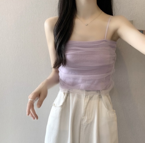 Real price real price purple mesh camisole women's summer outerwear sexy hot girl tube top beautiful back inner top