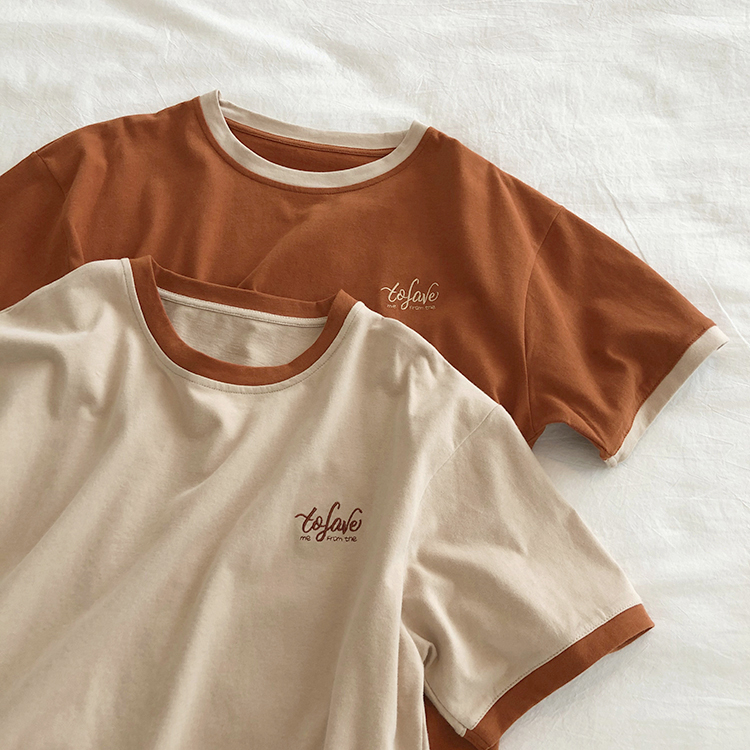 Real price summer loose top new short-sleeved t-shirt female embroidery