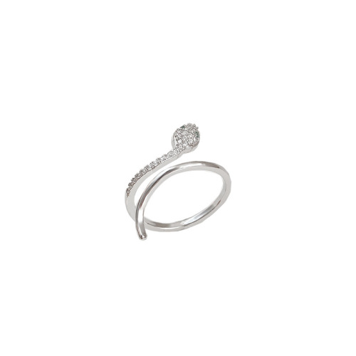 Fashion ins tide design sense small snake micro-inlaid zircon ring girl zodiac animal index finger ring