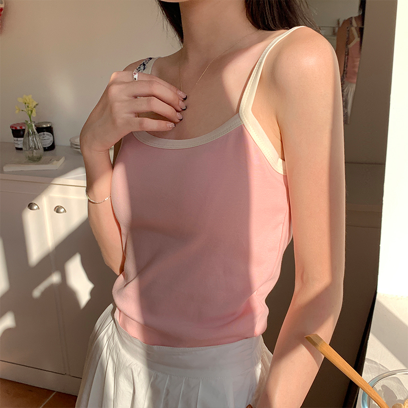 The real price does not reduce the camisole women's summer inner and outer wear French sweet hot girl bottoming shirt top