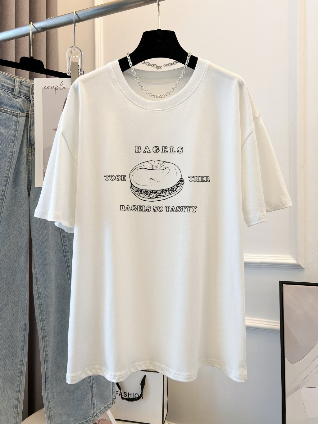 Real shot real price 100% cotton combed cotton printed summer short-sleeved T-shirt women's loose Korean version