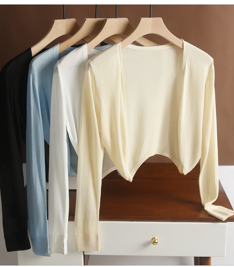 Ice silk suspender skirt with blouse 2023 summer new sun protection cardigan thin section women's vest shoulder shawl air-conditioning shirt