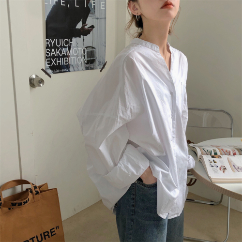 Real price new loose all-match long-sleeved shirt women's top