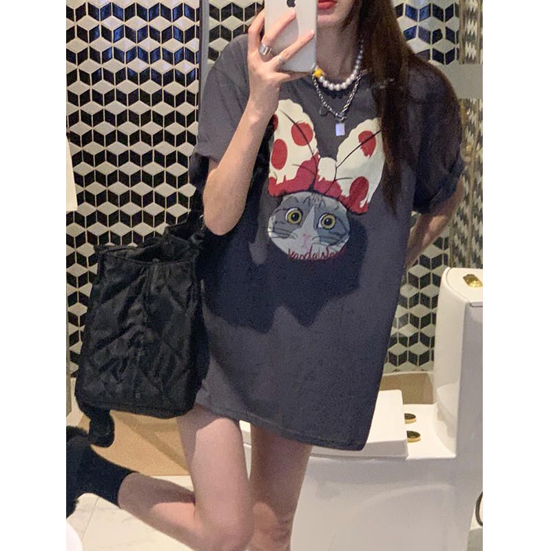 Official picture spring and summer short-sleeved printed T-shirt Four fabrics to choose from Cotton Back collar