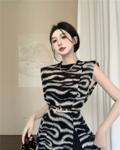 Real shot real price design sense niche fashion royal sister style slim temperament striped dress