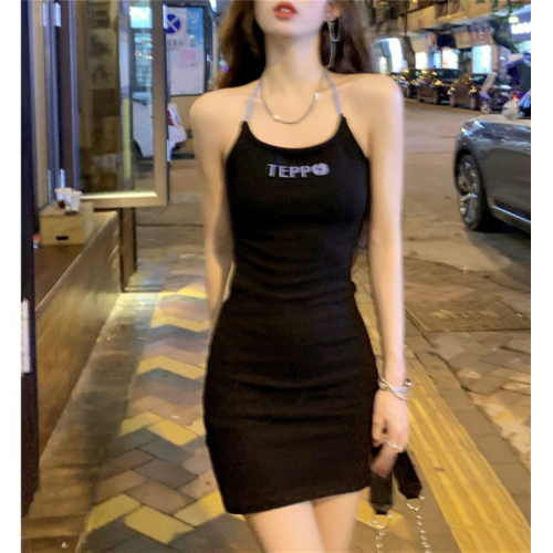 Sweet and spicy style hanging neck suspender dress women's summer  spring new women's clothing fried street A-line bag hip ultra-short skirt
