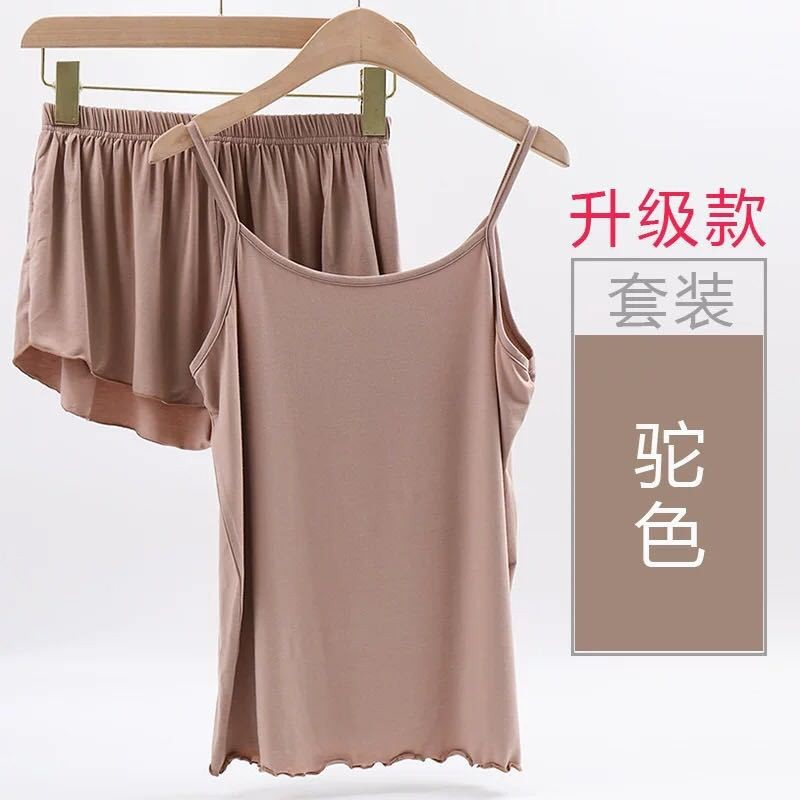 Real shot summer fairy sling beauty vest suit plus fat large size pajamas comfortable simple simple loose slimming home service