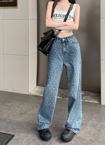 Real price 2023 summer new Xiangling denim wide-leg jeans women's high waist loose mopping pants