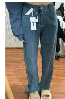 Retro chic thin straight jeans women's small summer new high waist loose all-match wide-leg trousers tide