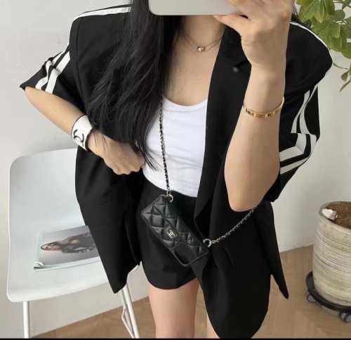Korean retro casual style short-sleeved suit jacket + all-match high waist slimming short suit