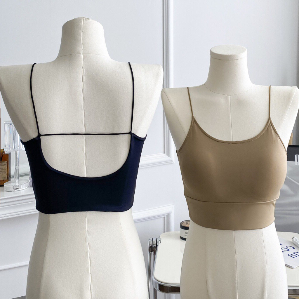 Real shot without price reduction summer ice silk big U beautiful back fixed cup small camisole all-match underwear outerwear top women