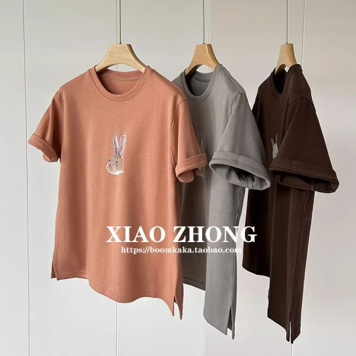 Bull X goods Huge explosion!  Pure cotton short-sleeved T-shirt female  summer age-reducing cute rabbit loose top