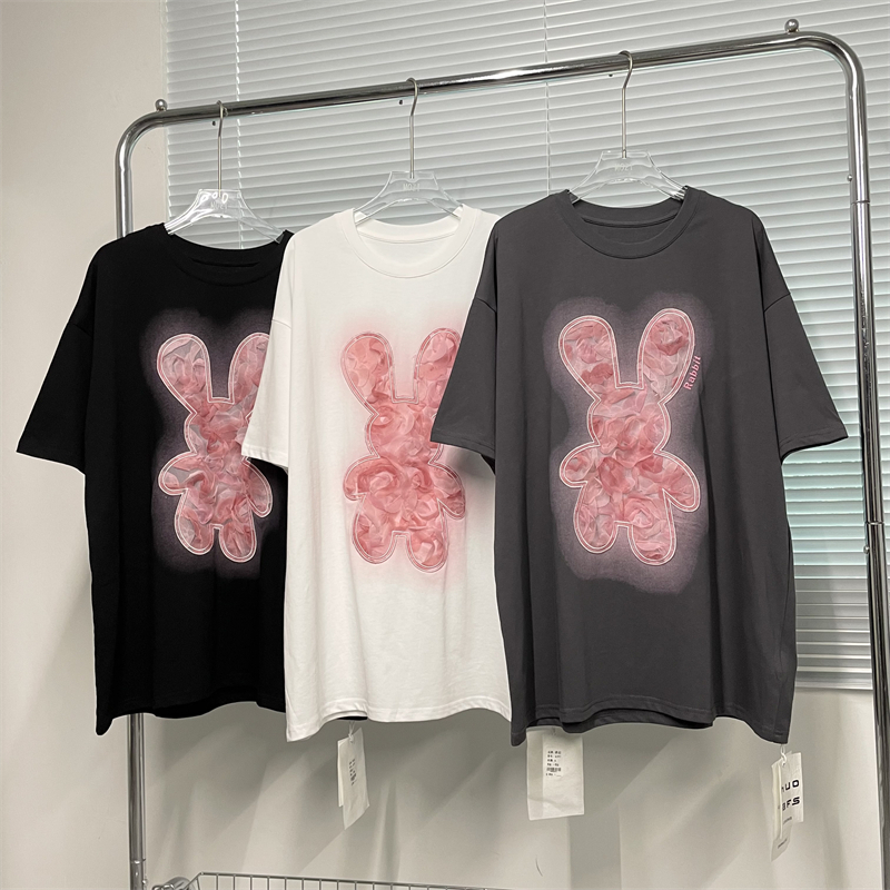Real Shot-Heavy/Combated Cotton Back Wrap Collar S-XXXL Summer Short-sleeved T-Shirt for Women