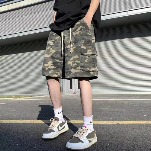 Official Picture Cotton Retro Cargo Shorts Camouflage Cropped Pants