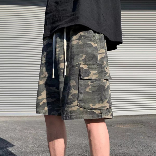 Official Picture Cotton Retro Cargo Shorts Camouflage Cropped Pants