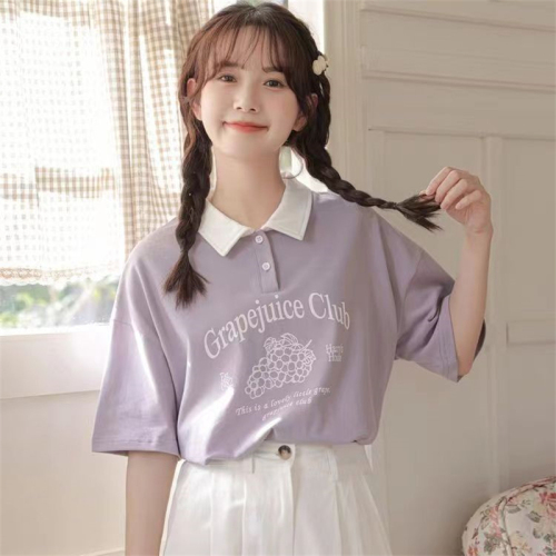 65 cotton bag collar bag shoulder new top super good-looking age-reducing polo shirt popular this year beautiful short-sleeved T-shirt female