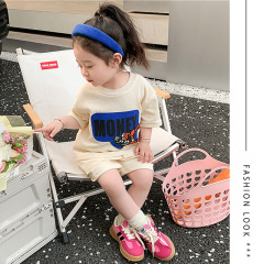 Children's suits summer loose 2023 new girls' summer short-sleeved shorts small and medium-sized girls baby thin summer clothes
