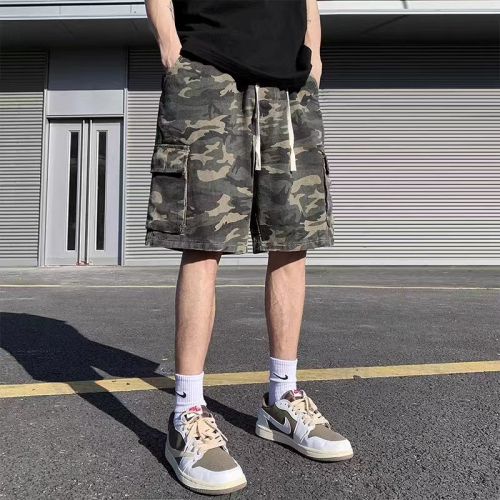 Official Picture Cotton Retro Cargo Shorts Camouflage Cropped Pants