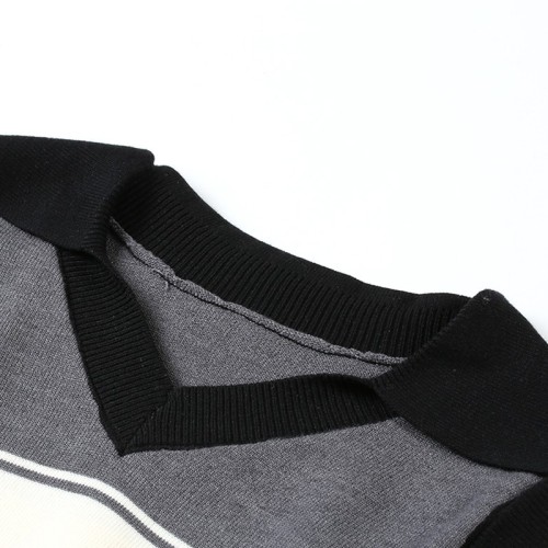 Fake two-piece knitted sweater women's summer new retro striped polo collar niche design short-sleeved top