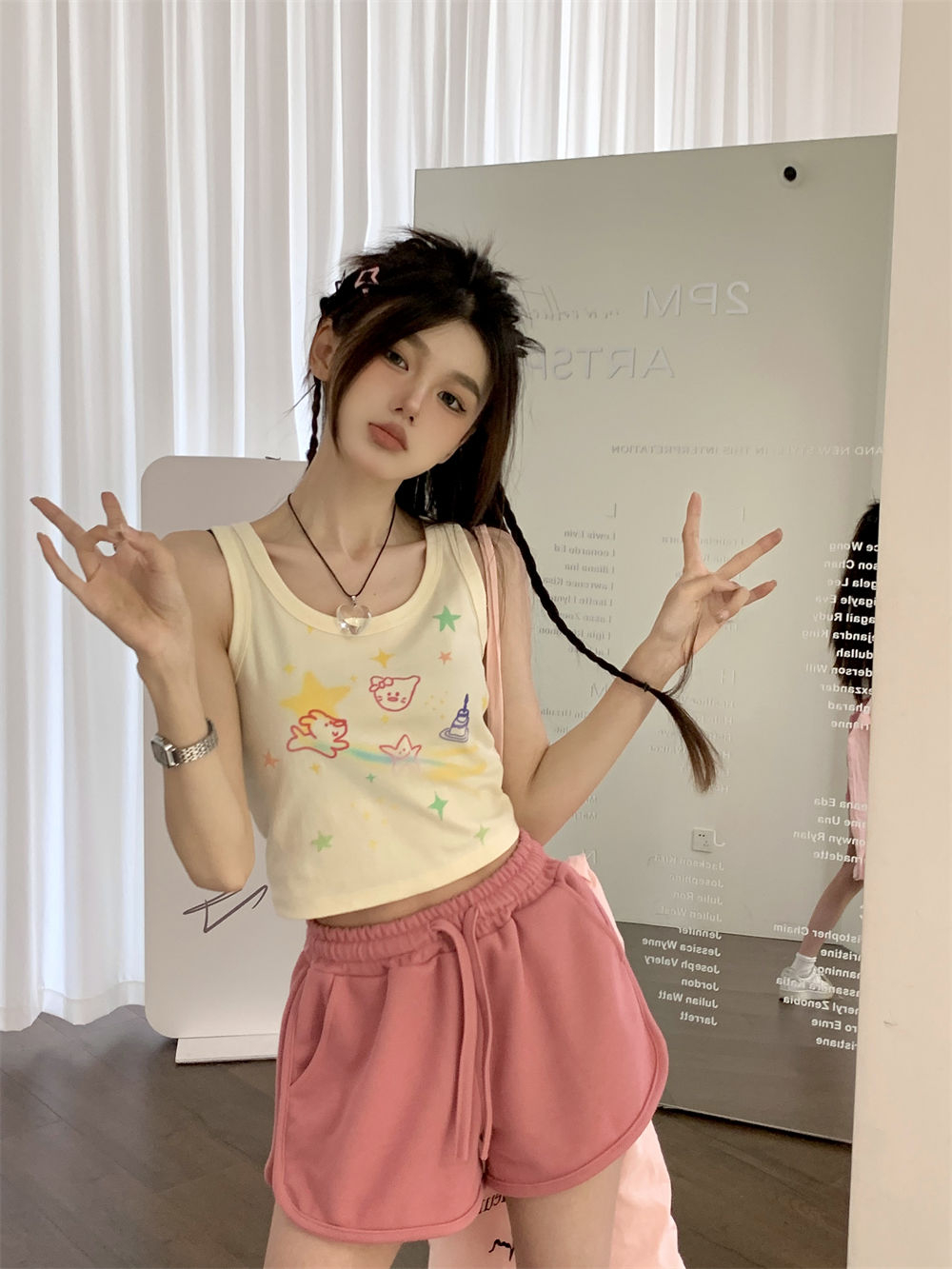 ***Cartoon Printed Vest Female 2023 Summer New Hot Girl Slim Slim Short Sleeveless Women's Top Fashion