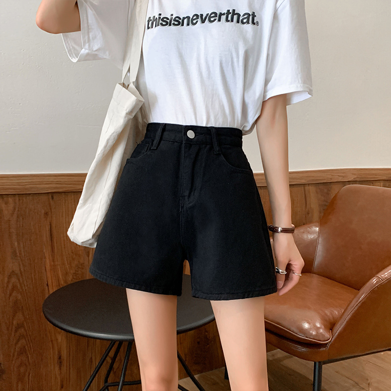 Hot girl denim shorts women's summer 2023 new loose and thin all-match small high waist a-line wide-leg pants tide