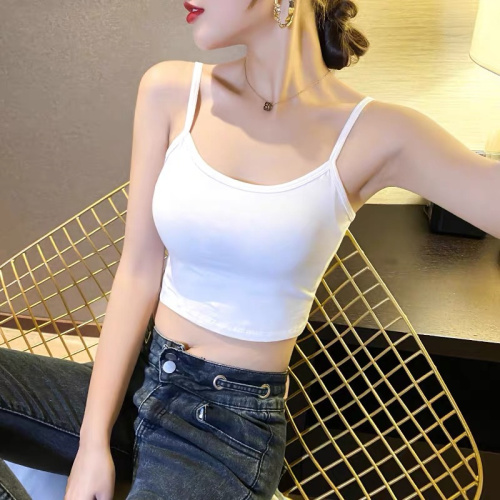 Sweet round neck inner wearing age-reducing small vest suspenders women's belly reveal suspenders women's suit bottoming