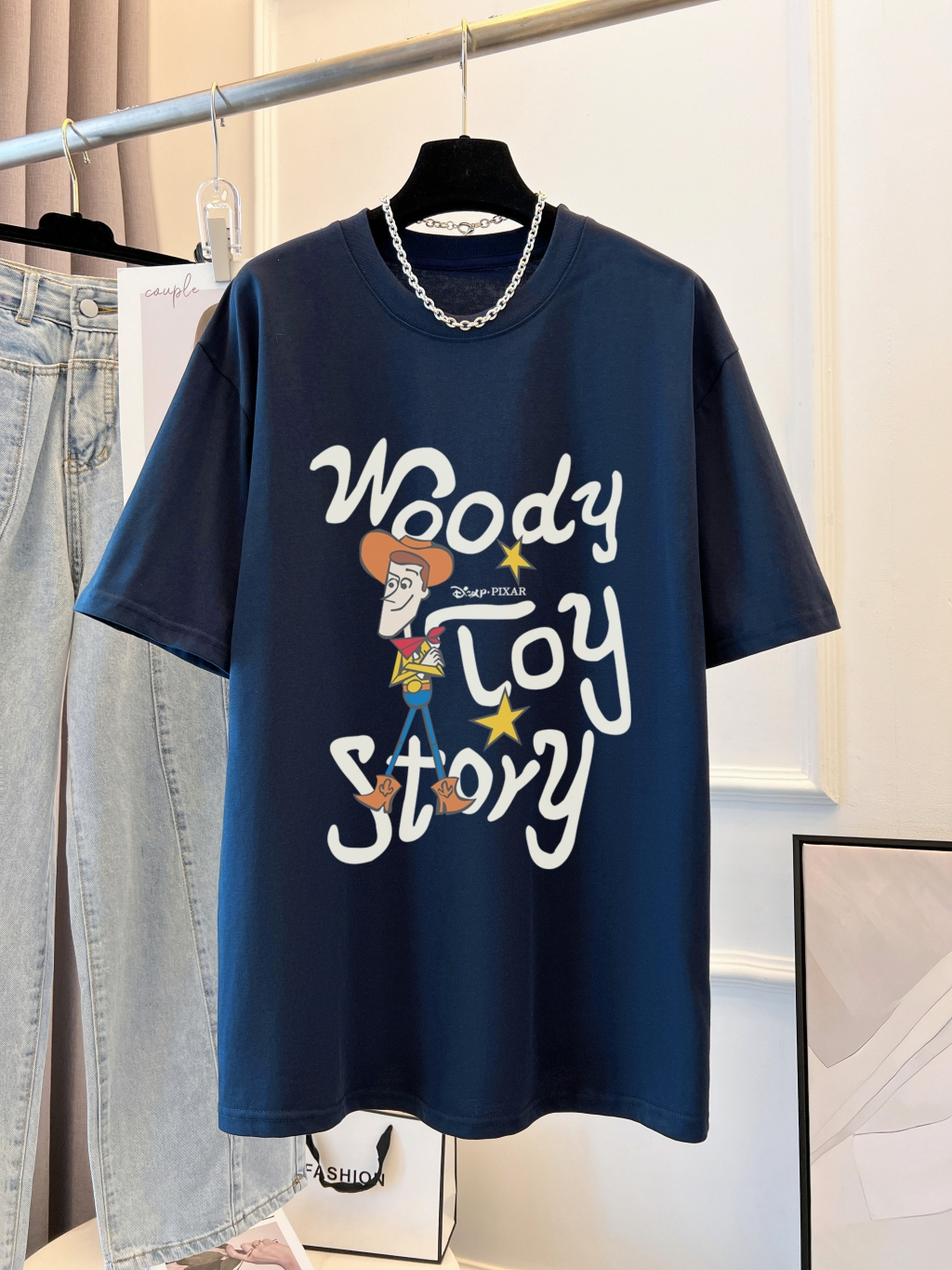 Real shot real price 100% cotton combed cotton printed summer short-sleeved T-shirt women's loose Korean version