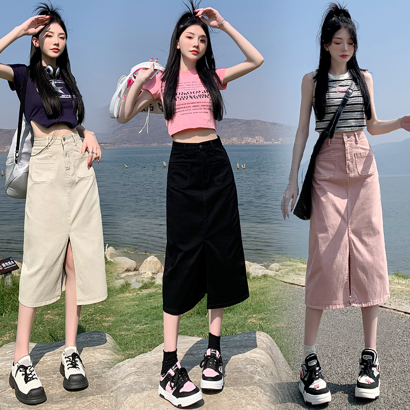 Real shot 2023 summer new denim fishtail skirt women's summer high waist design sense bag hip a short skirt