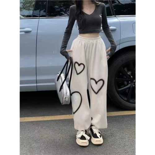Beamed sports pants women's spring 2023 new loose Korean version bf lazy style casual pants small trendy