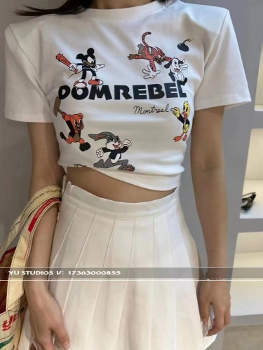 South Korea's  summer new design hot girl outfit short section exposed navel slim fit chic chic short-sleeved T-shirt female ins