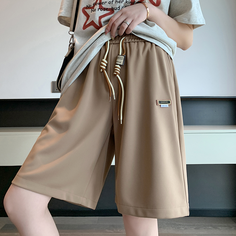Real shot 2023 summer Korean version of beach pants casual five-point pants high waist sports pants harem pants casual pants women