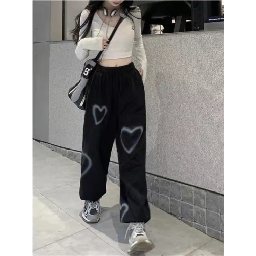 Beamed sports pants women's spring 2023 new loose Korean version bf lazy style casual pants small trendy