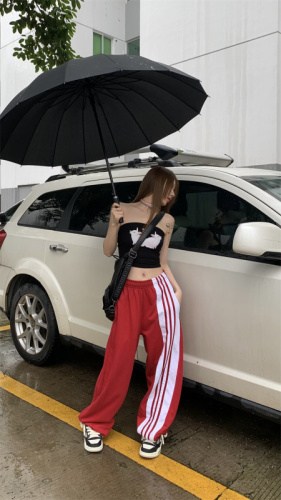 Real shot real price niche fashion straight striped casual pants