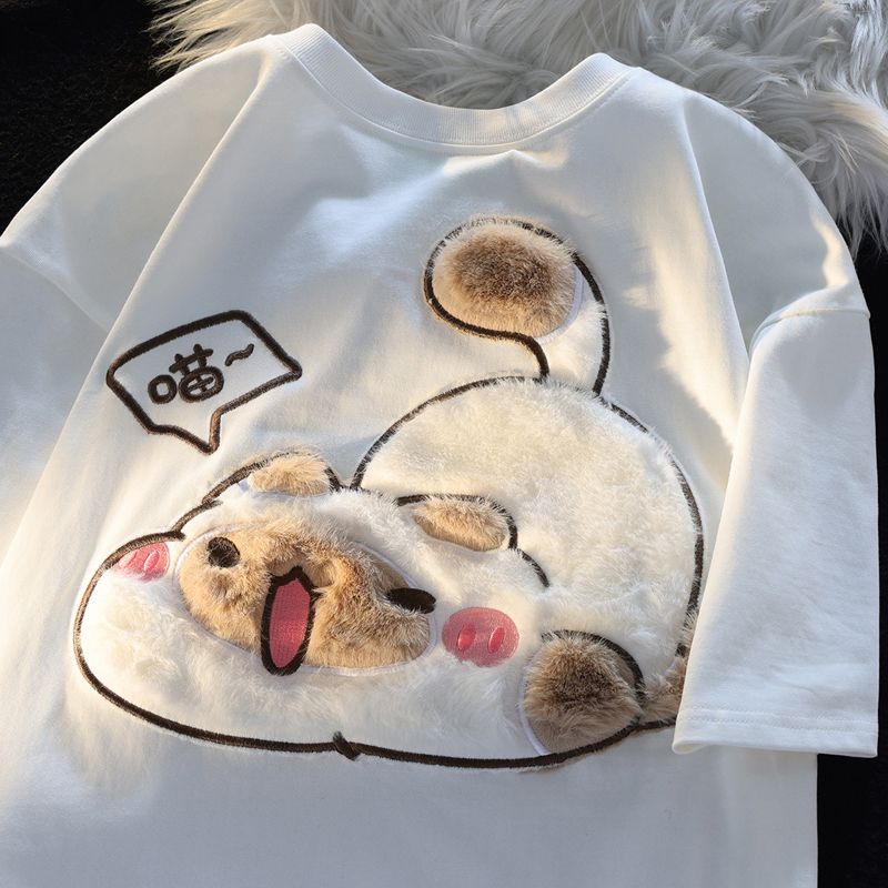 Real price 200g pure cotton back bag combed tightly new short-sleeved t-shirt female flocking
