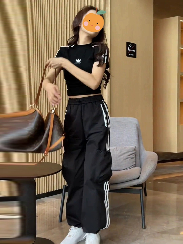 Korean style casual fashion sports suit women's summer short-sleeved sports pants two-piece trendy