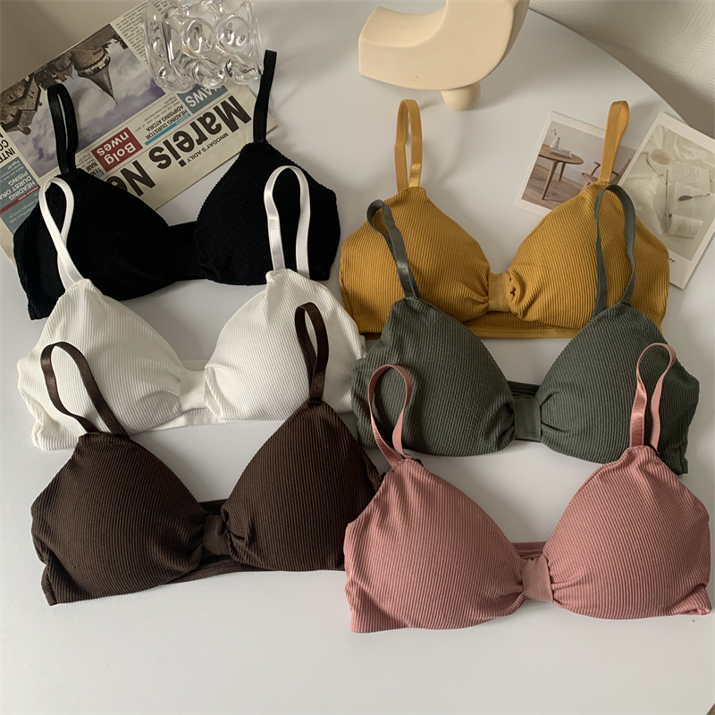 2023 summer new sexy beautiful back no rims student underwear sweet and comfortable push-up bra triangular cup