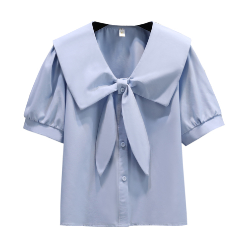 Real shot doll collar shirt design niche shirt fat MM French chic bow top M-4XL200 catties