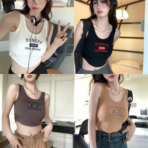 Beautiful back pure cotton vest with chest pad women's summer niche design sense of outer wear and inner wear slim sleeveless top women