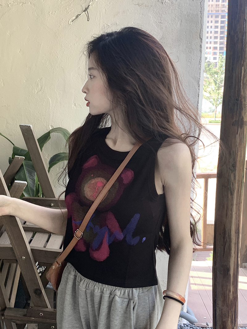Original~Real Shot Net Price~Sleeveless Stitching Vest Women's Summer Slim Short Top