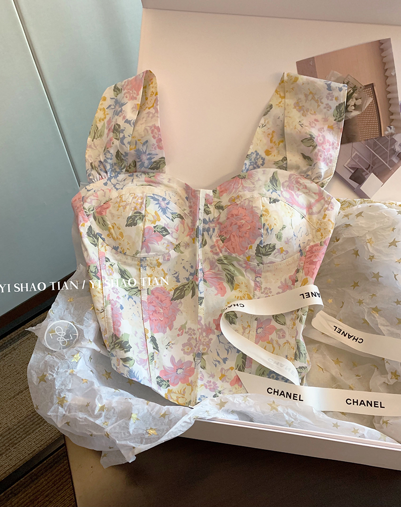 French Pure Desire Floral Camisole Women's Summer 2023 New Slim and Thin Wearing Sweet and Spicy Tops