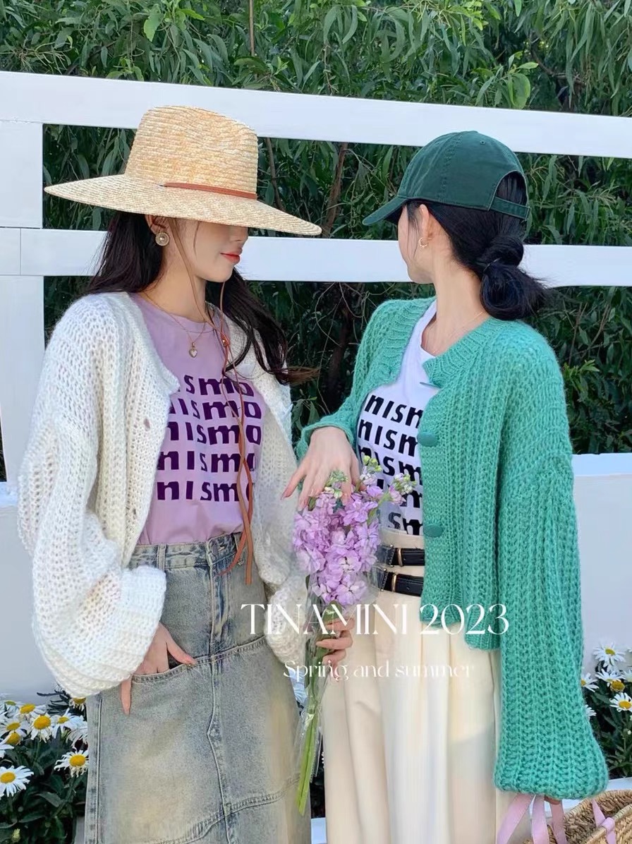 Autumn thick new line candy-colored sweater chic lazy wind sweet sweet reducing age small small fresh sweater jacket