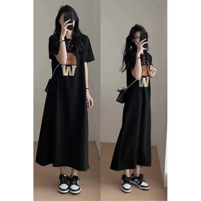 Milk silk#French unique special short-sleeved T-shirt dress female summer design sense niche skirt