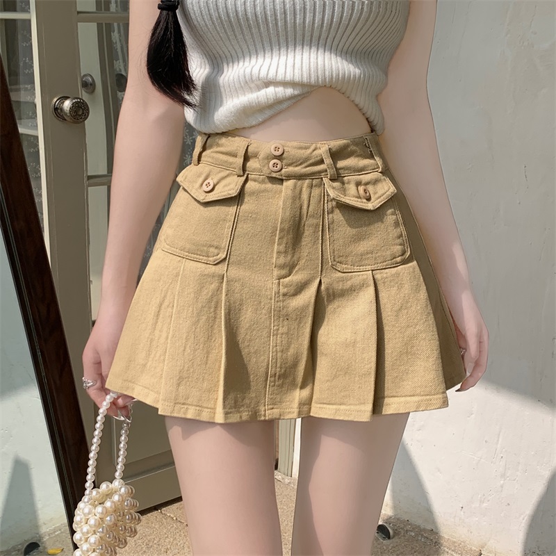 Real shot real price new sexy hot girl design sense niche high waist thin all-match short pleated skirt