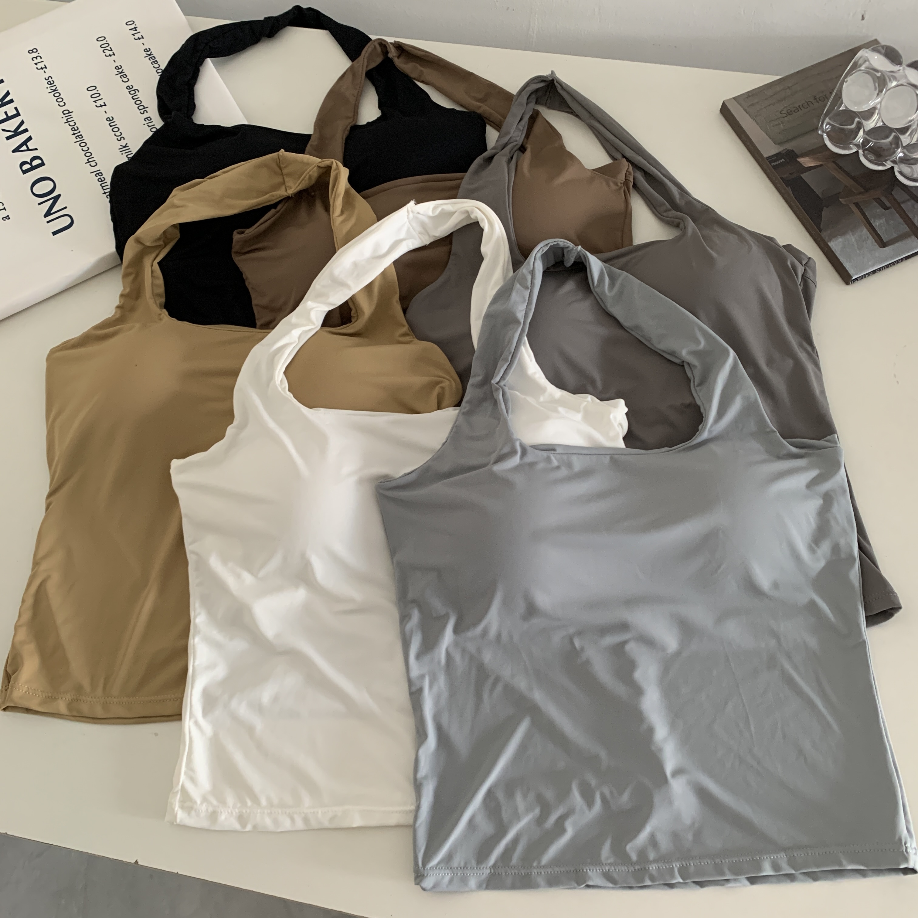 Real price real price summer all-match camisole hanging neck ice silk beautiful back bottoming with chest pad tube top