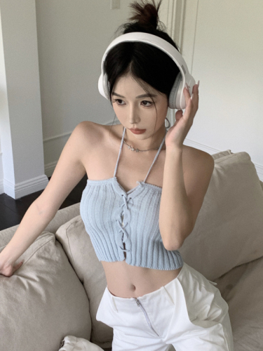 Knitted bandage tube top vest women's summer self-cultivation slimming short hot girl wrap chest top outerwear