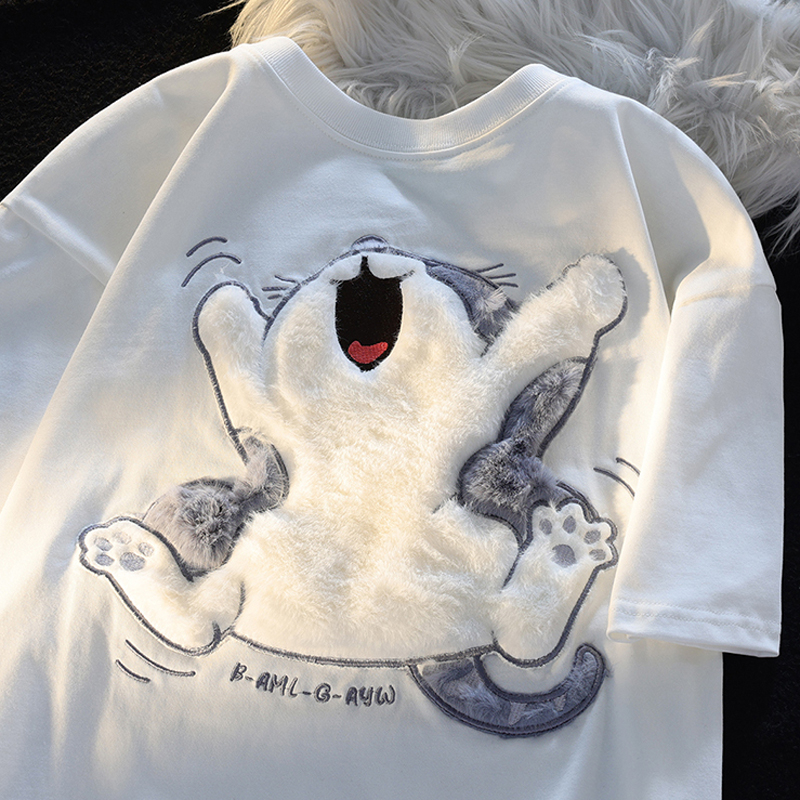 Real price 200g pure cotton back bag combed tightly new short-sleeved t-shirt female flocking